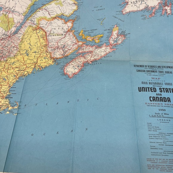 1950 Main Automobile Routes Between United States and Canada Fold Out Map TF5-L2 - Picture 2 of 4